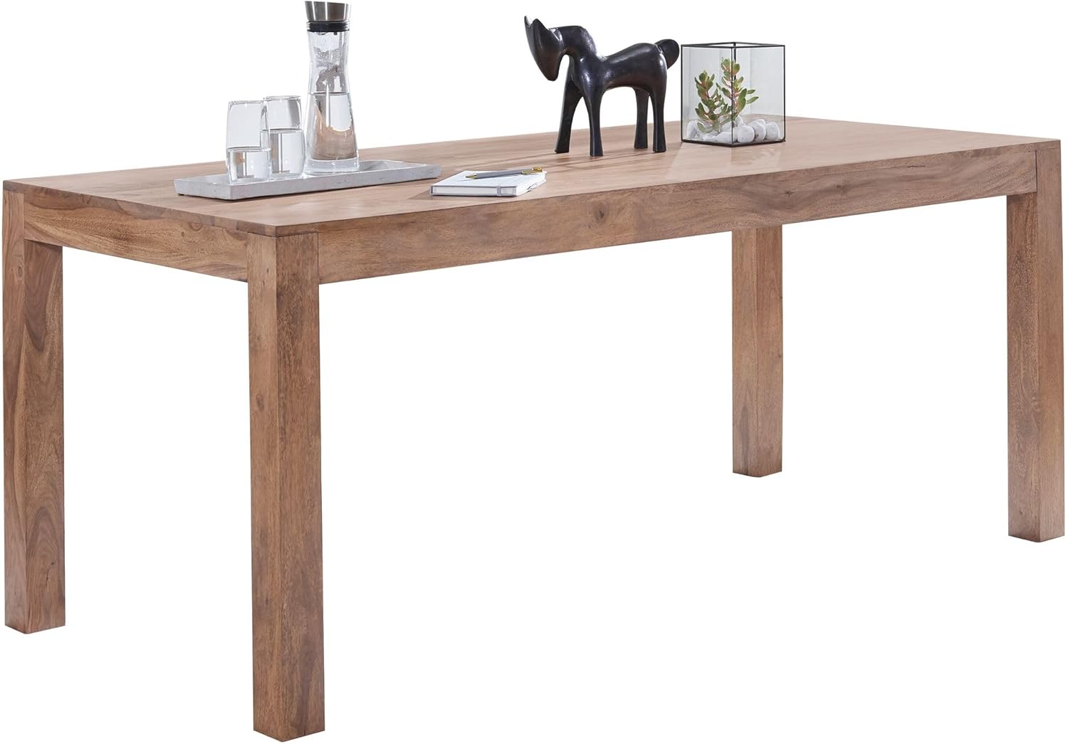 FineBuy Esstisch Massivholz Akazie 120 x 60 cm - Landhaus Esszimmertisch rechteckig Massiv - Küchentisch Vollholz - Holz Tisch Natur - Echtholztisch