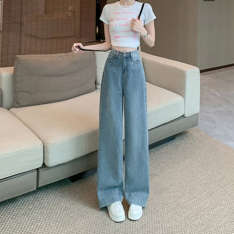 Okalpis - Hoge taille rechte jeans