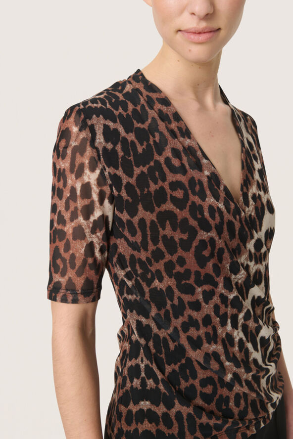 Soaked in Luxury SLAldora Wrap Blouse Leopard pattern
