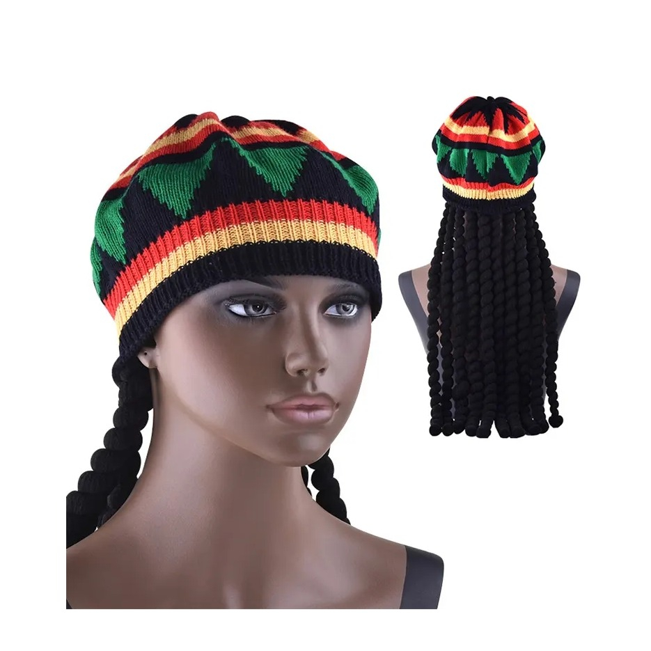 Dreadlocks Perücke Jamaika Fasnacht Kostüm Zubehör Motto Party / Halloween Accessoire - Mütze mit Rastas