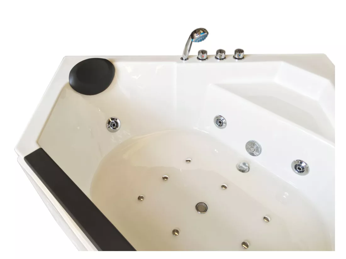 Baignoire hydromassage 150 X 150 cm double pompe 12 jets – Hibiscus