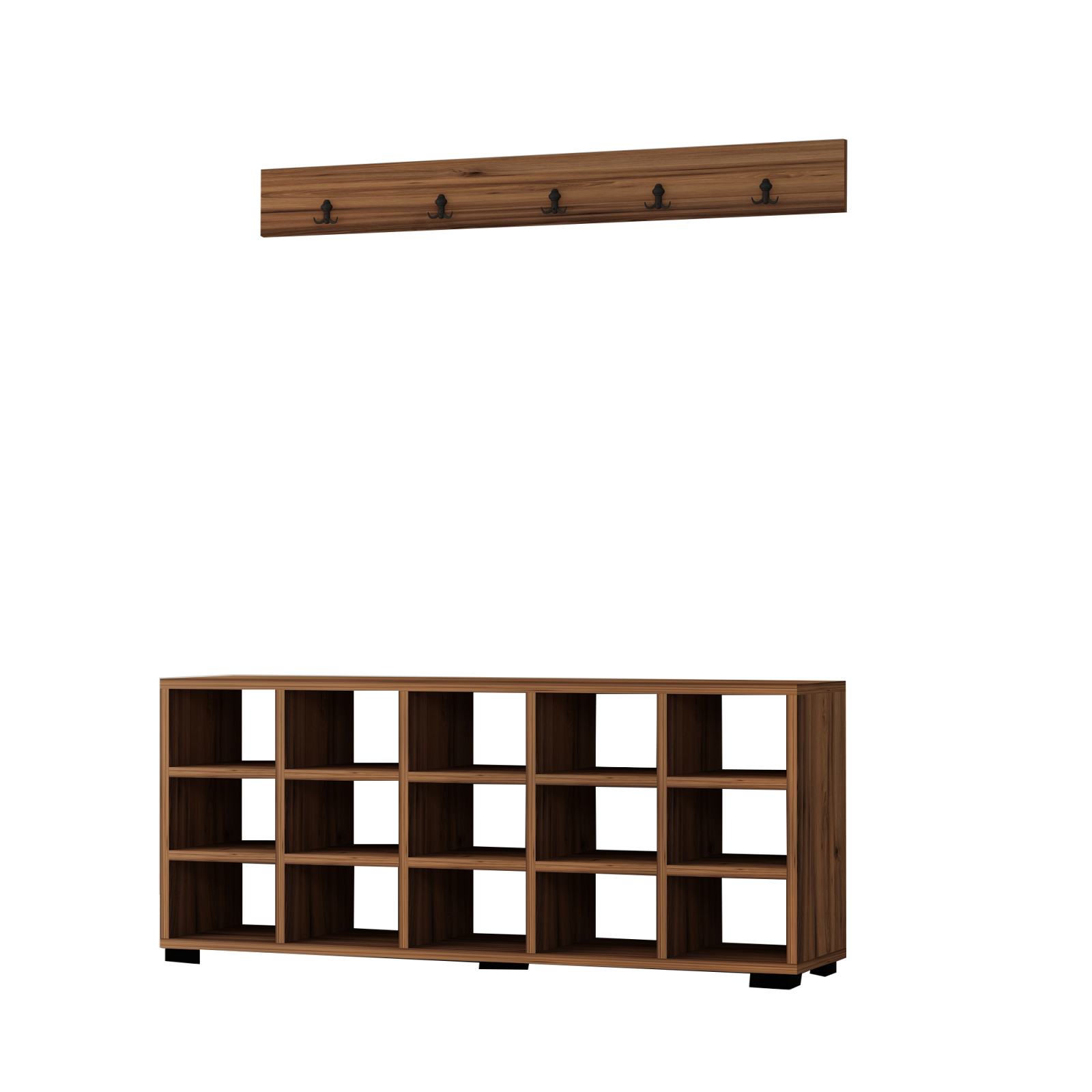 Schuhschrank - braun - mit Garderobenpaneel