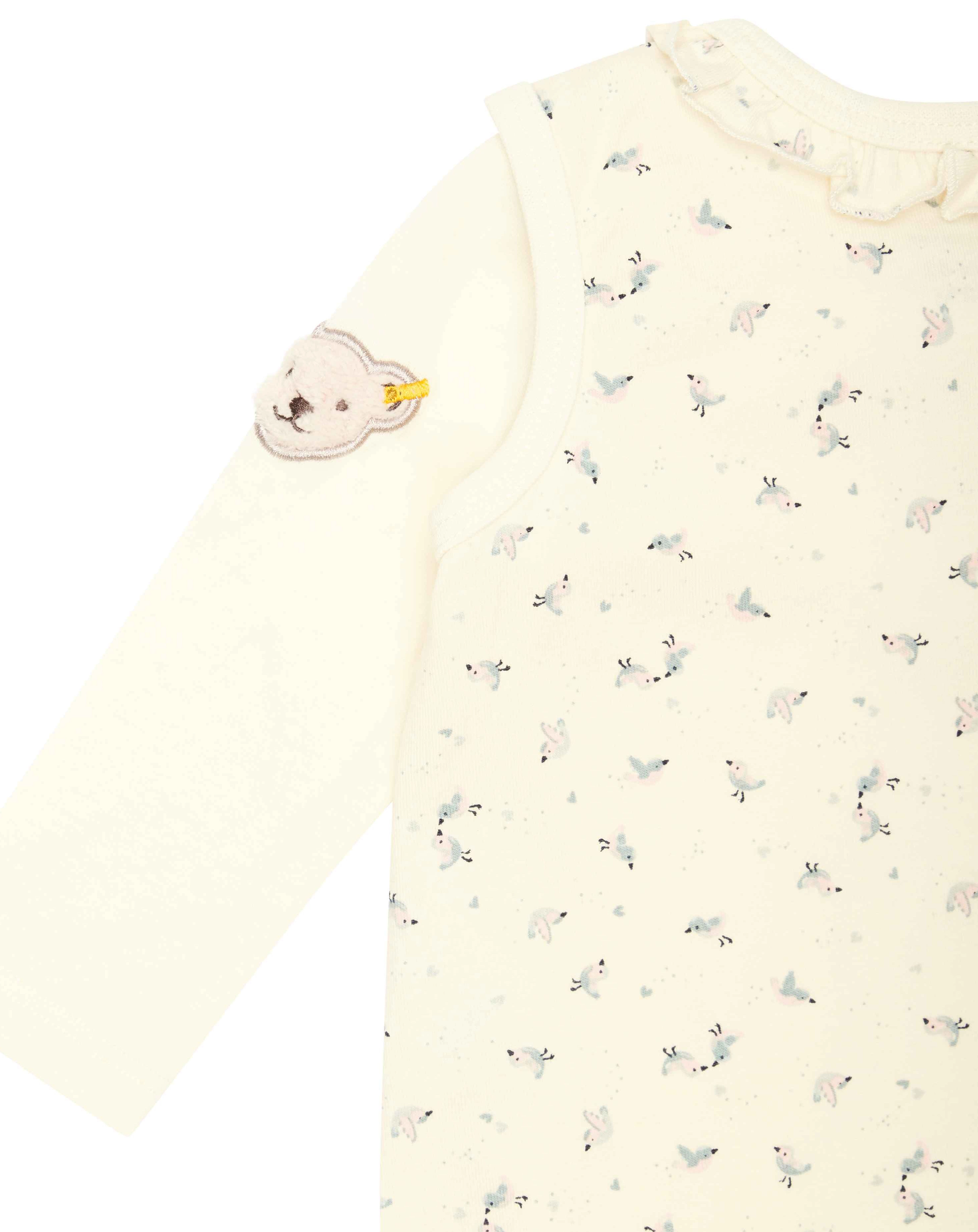 Strampler-Set BIRD'S TWITTERING FLOWER mit Langarmshirt in antique white