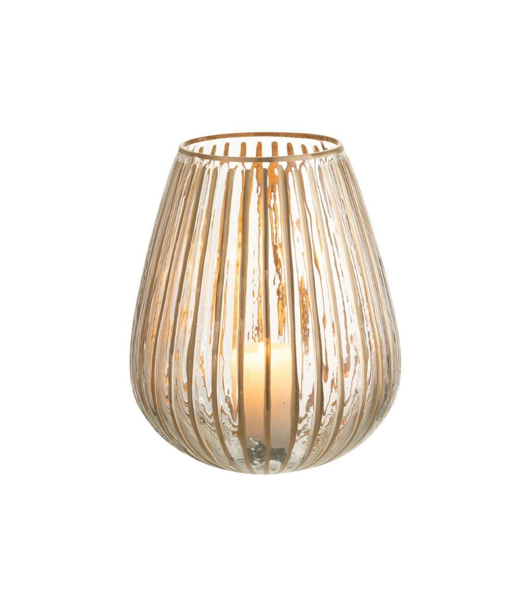Paris Prix - Photophore Design Lignes carmela 25cm Or
