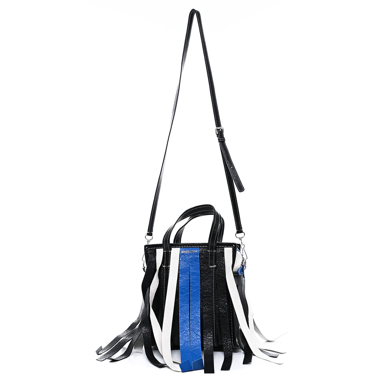 Balenciaga Sac bandoulière Bazar à franges en Cuir noir - Très bon état - L.21 cm