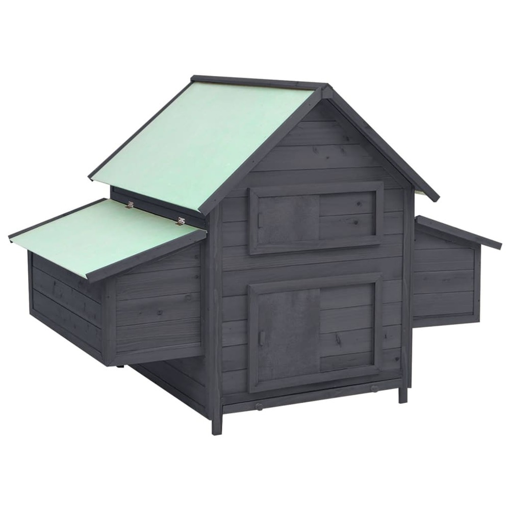 Poulailler 152 x 96 x 110 cm bois de sapin massif gris et blanc