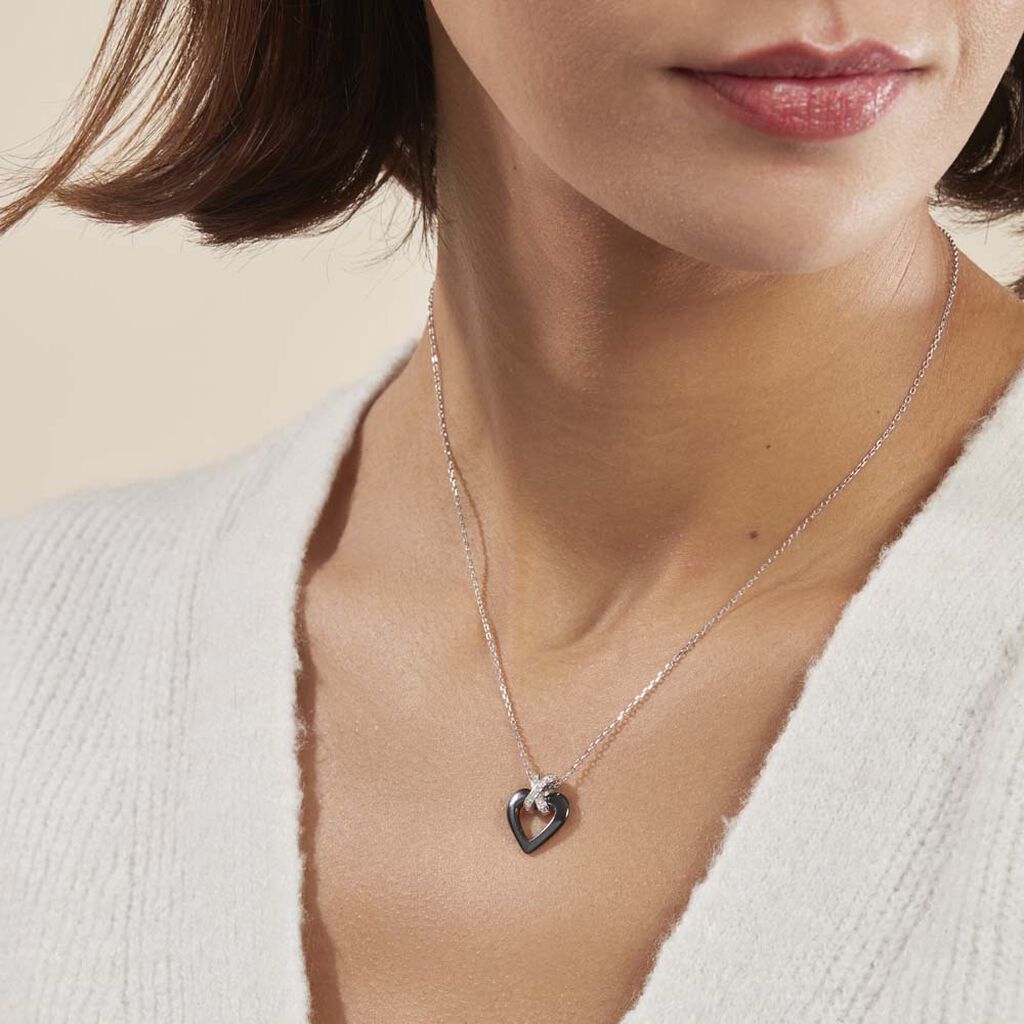 Collier Nolwen Argent Blanc Céramique Et Oxyde De Zirconium