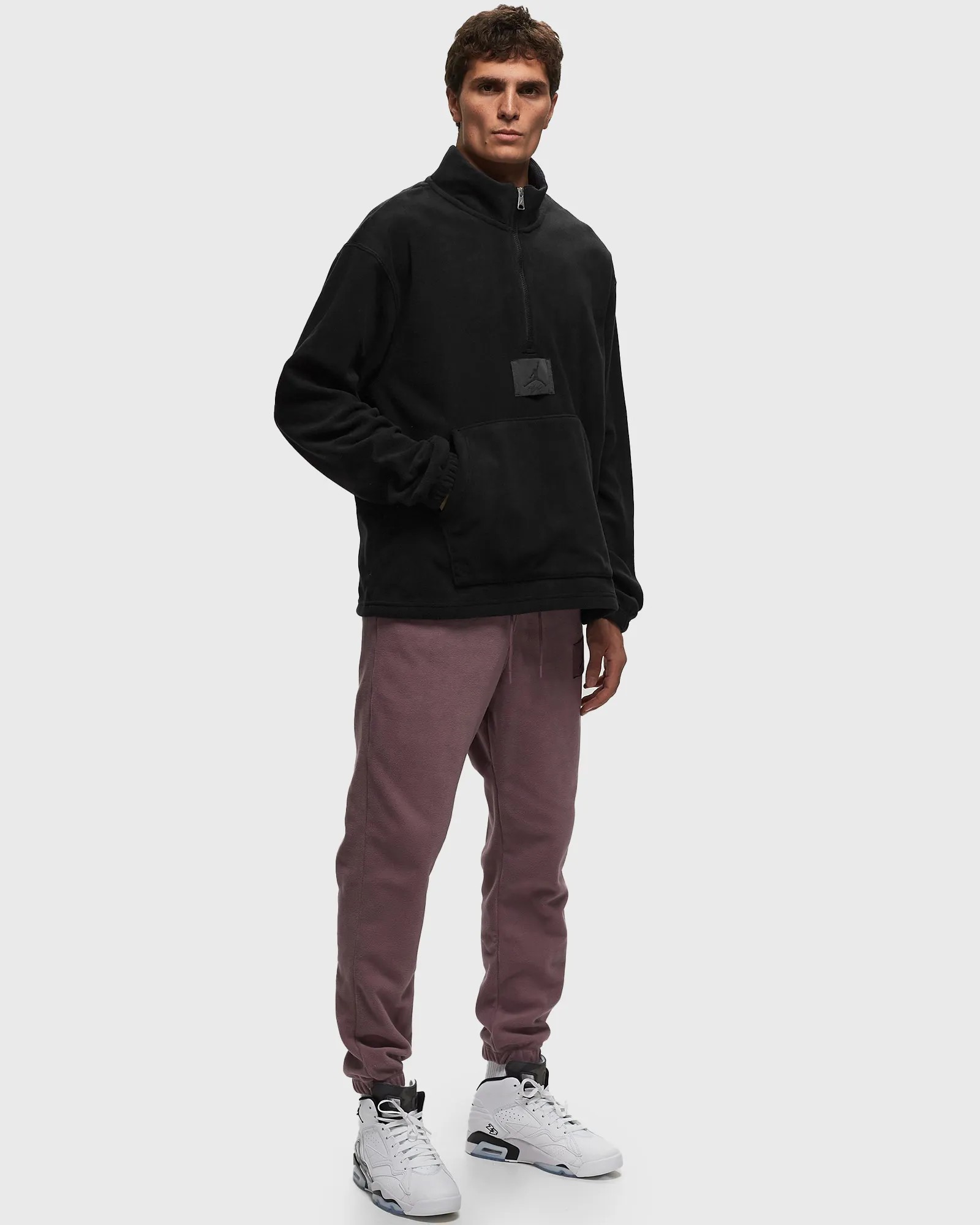 Jaqueta de lã polar Jordan Essentials masculina para inverno com meio zíper