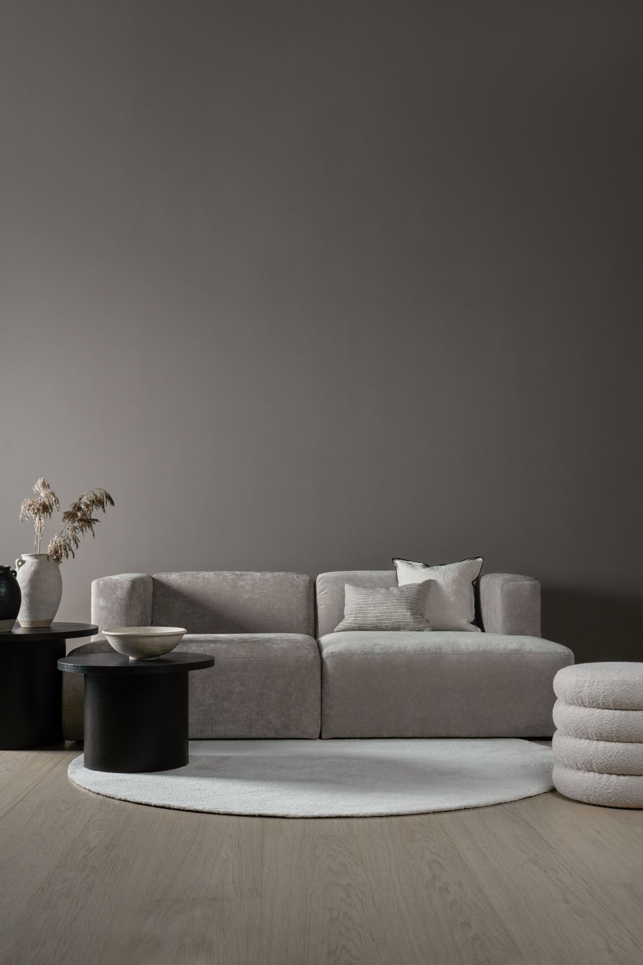 Modulsofa 2 deler m/sjeselong grå - 228x154x73 cm