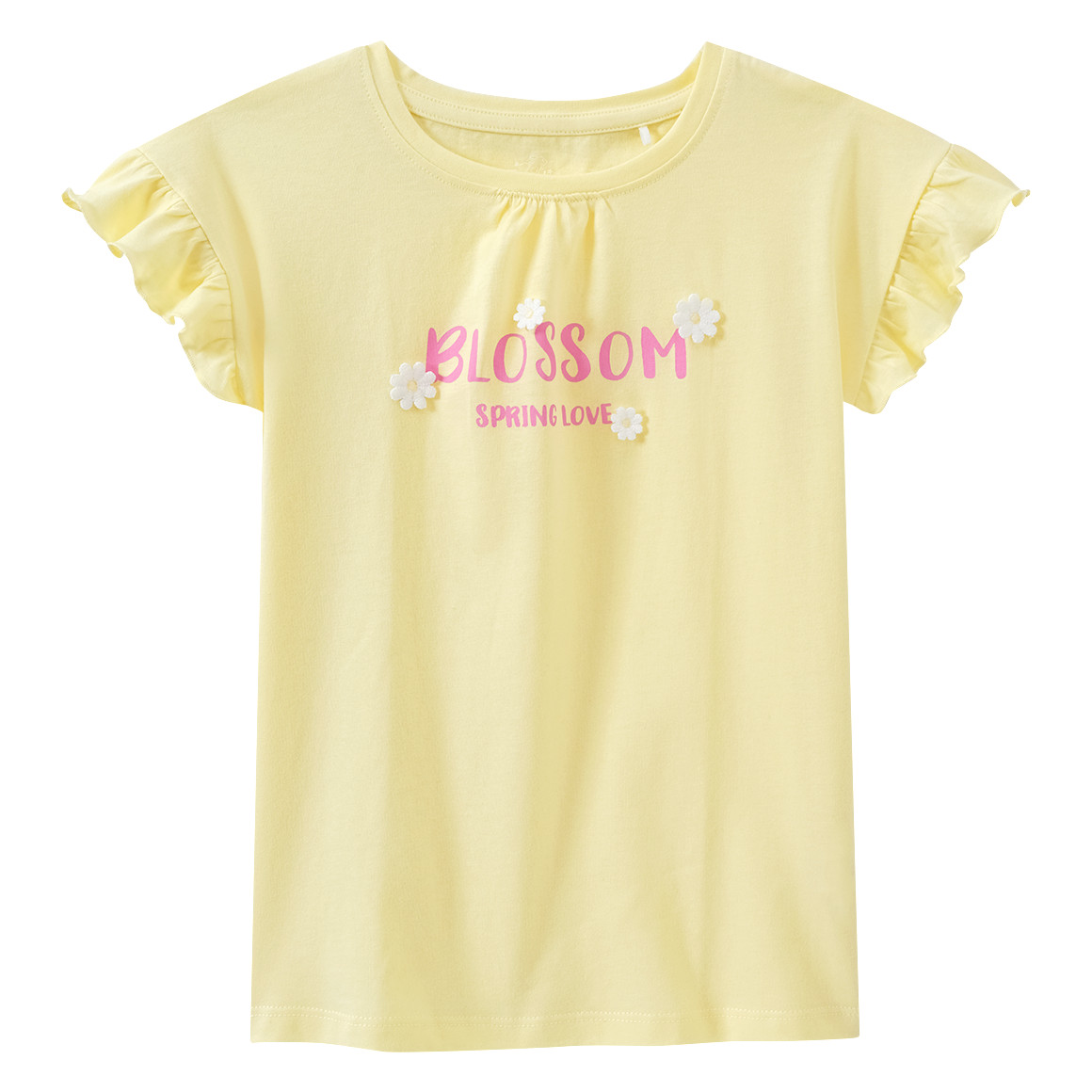 Topolino Mädchen T-Shirt mit Blumen-Applikationen hellgelb