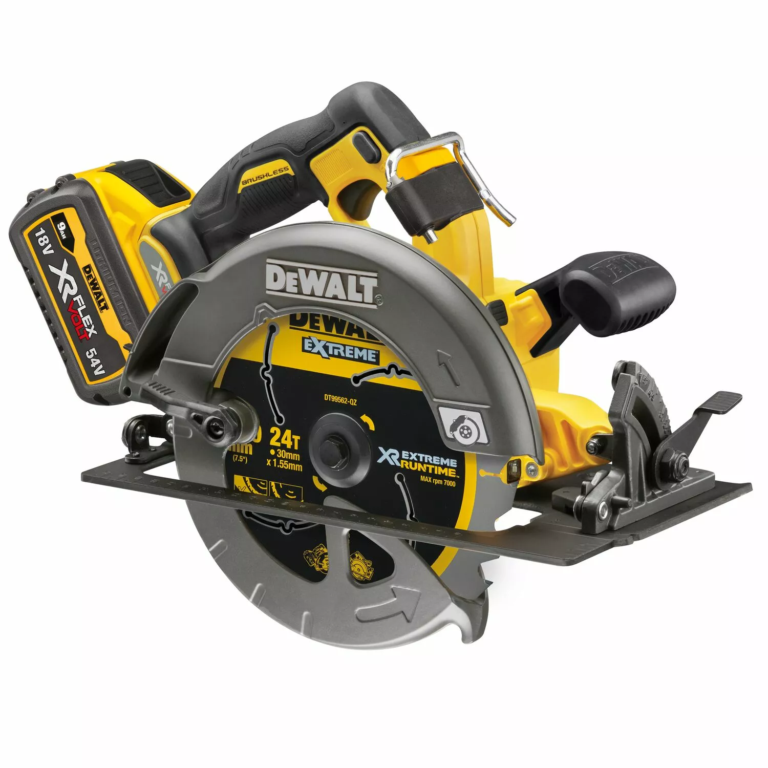 DeWALT DCS578X2-QW 54V Li-ion FlexVolt Accu Cirkelzaag set (2x 9.0Ah) in TSTAK koffer - 190 mm