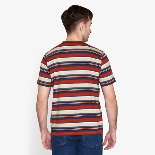 Signal Paw Striped T-shirt, Red Henna, XL
