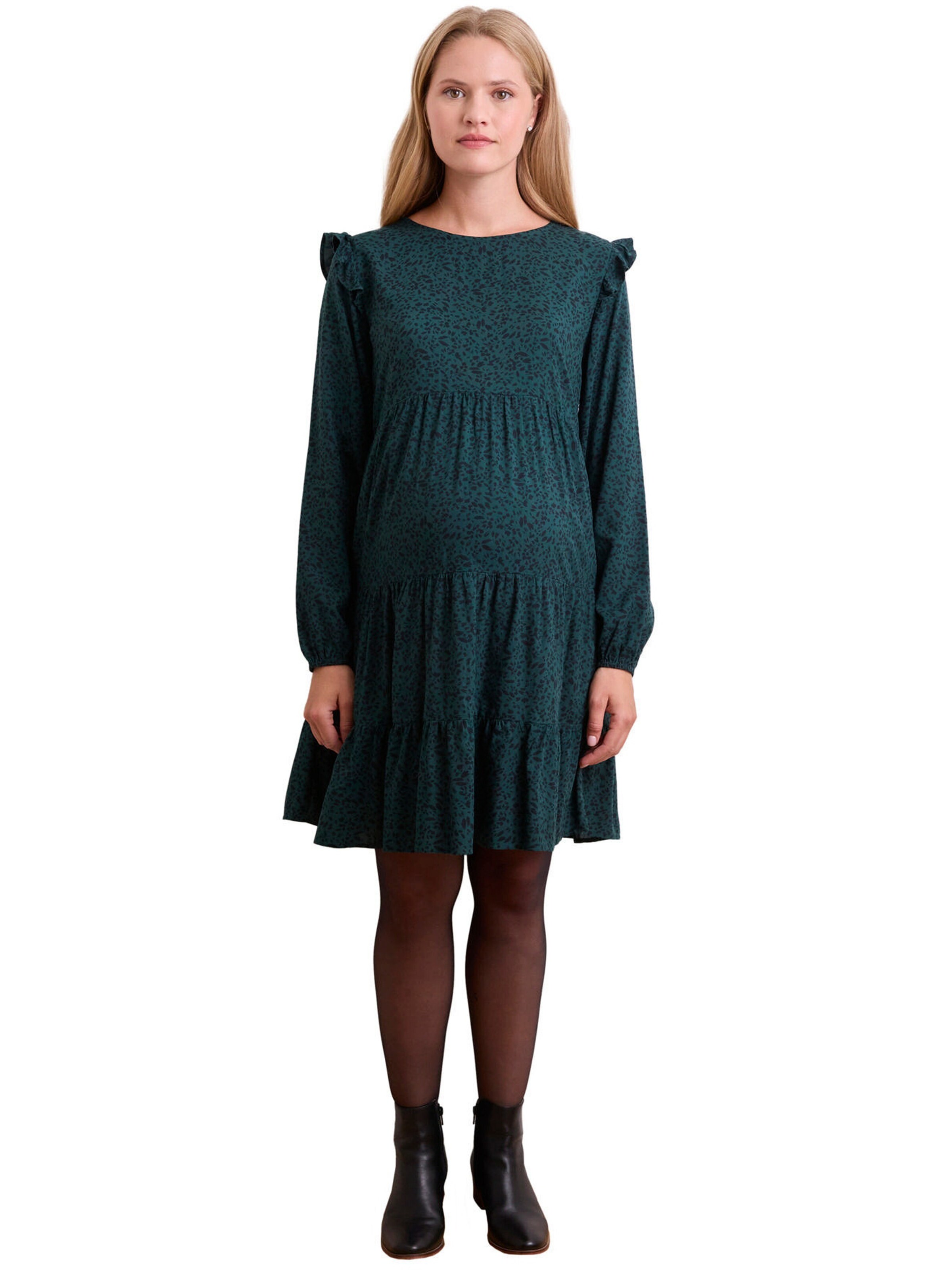 Vertbaudet Volantkleid für Schwangerschaft & Stillzeit tannengrün