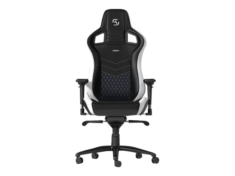 Noblechairs EPIC SK Gaming Edition - Spillestol - ergonomisk - armstøtter - T-formet - vippe - drejeled - polyuretan-læder - sort, hvid, blå