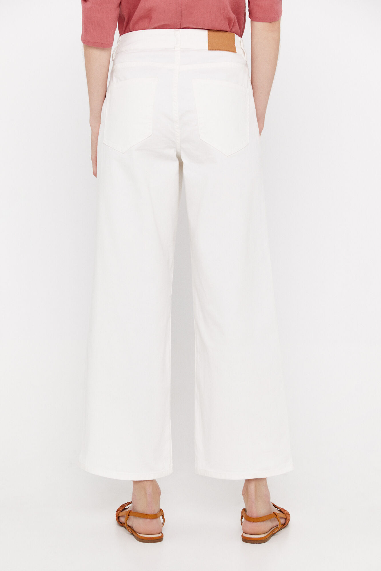 Calça jeans palazzo com 5 bolsos - Branca