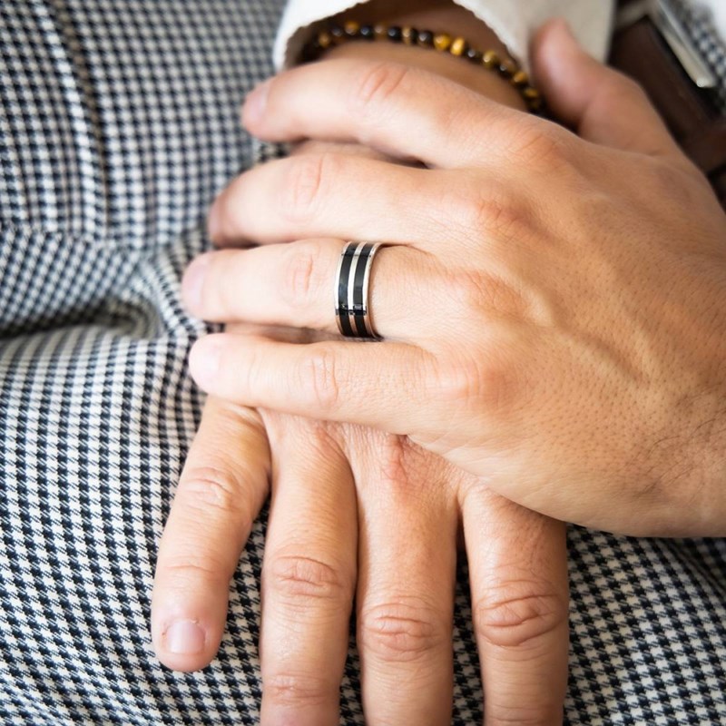 Bague Acier Noir Homme LIGNAC