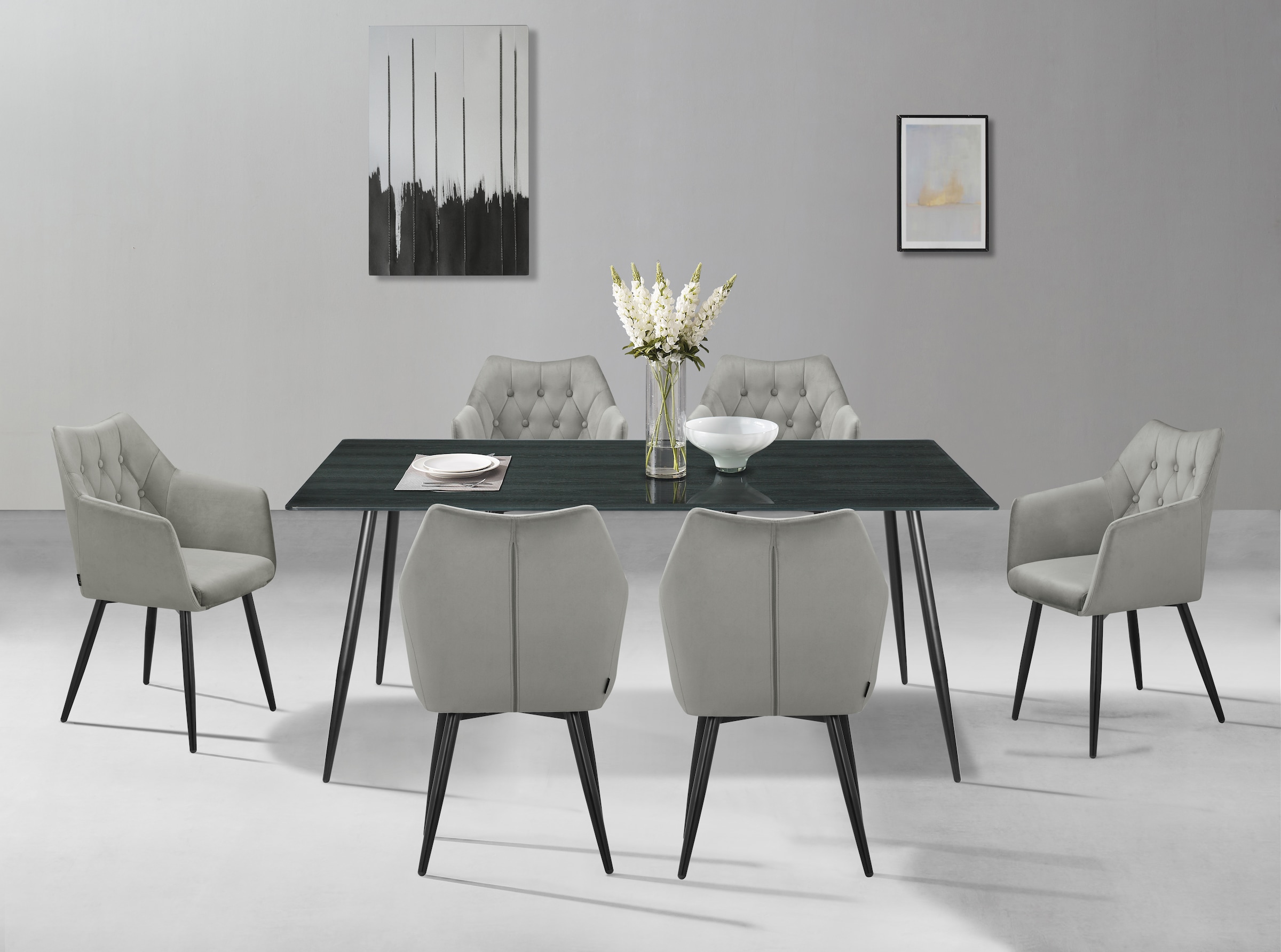 Home affaire Esszimmerstuhl »Alton, TOPSELLER!, OTTOs Choice« (Set) 2 Stk.mit weichem Samtvelours, Armlehnstuhl mit attraktiver Knopfheftung