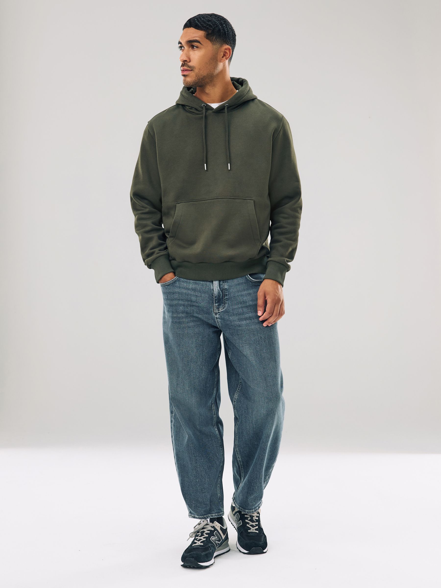Kakigroen - Normale Pasvorm - Zwaargewicht Cotton Rich Jersey Hoodie