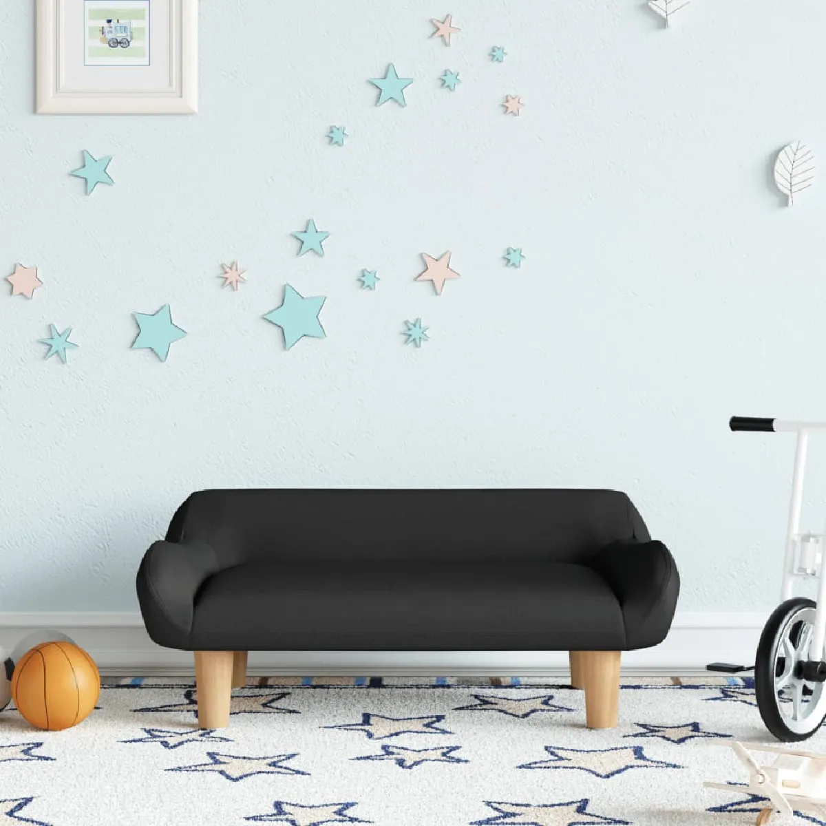 Vidaxl Canapé pour enfants noir tissu