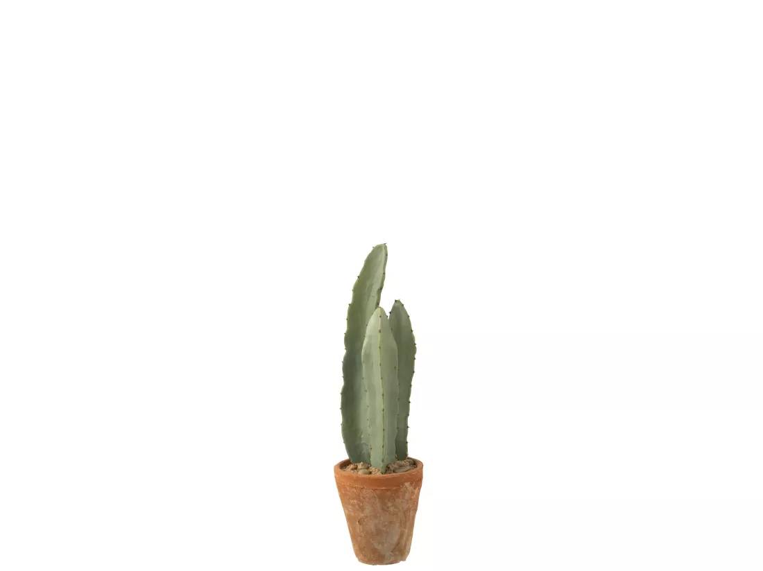 Cactus 3 parties en pot plastique vert 15x15x48cm