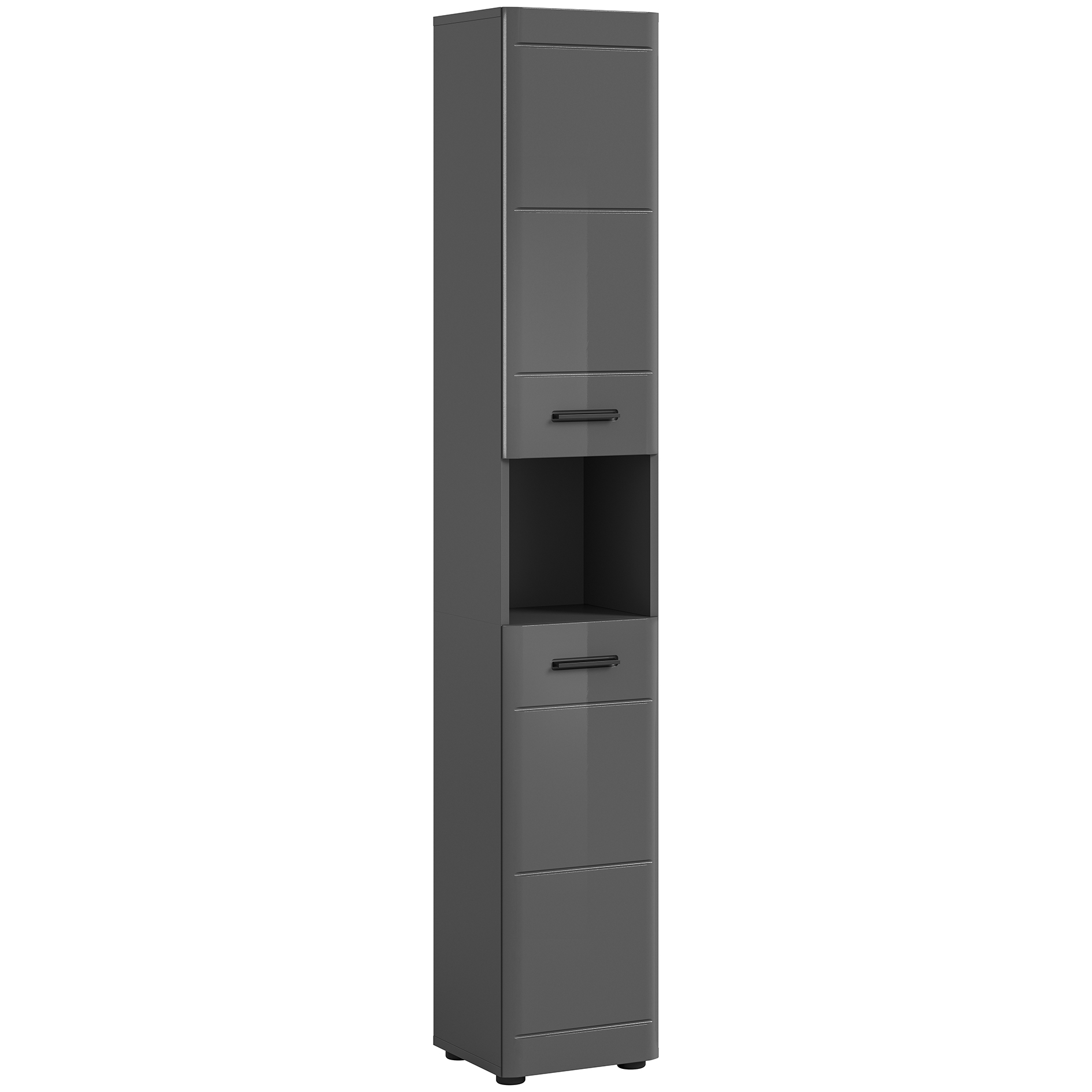 Hochschrank SOFT - grau Hochglanz - 180 cm hoch