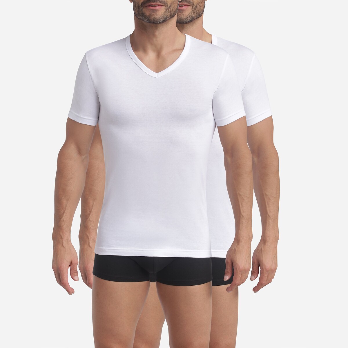 Conjunto de 2 camisetas lisas com decote em V