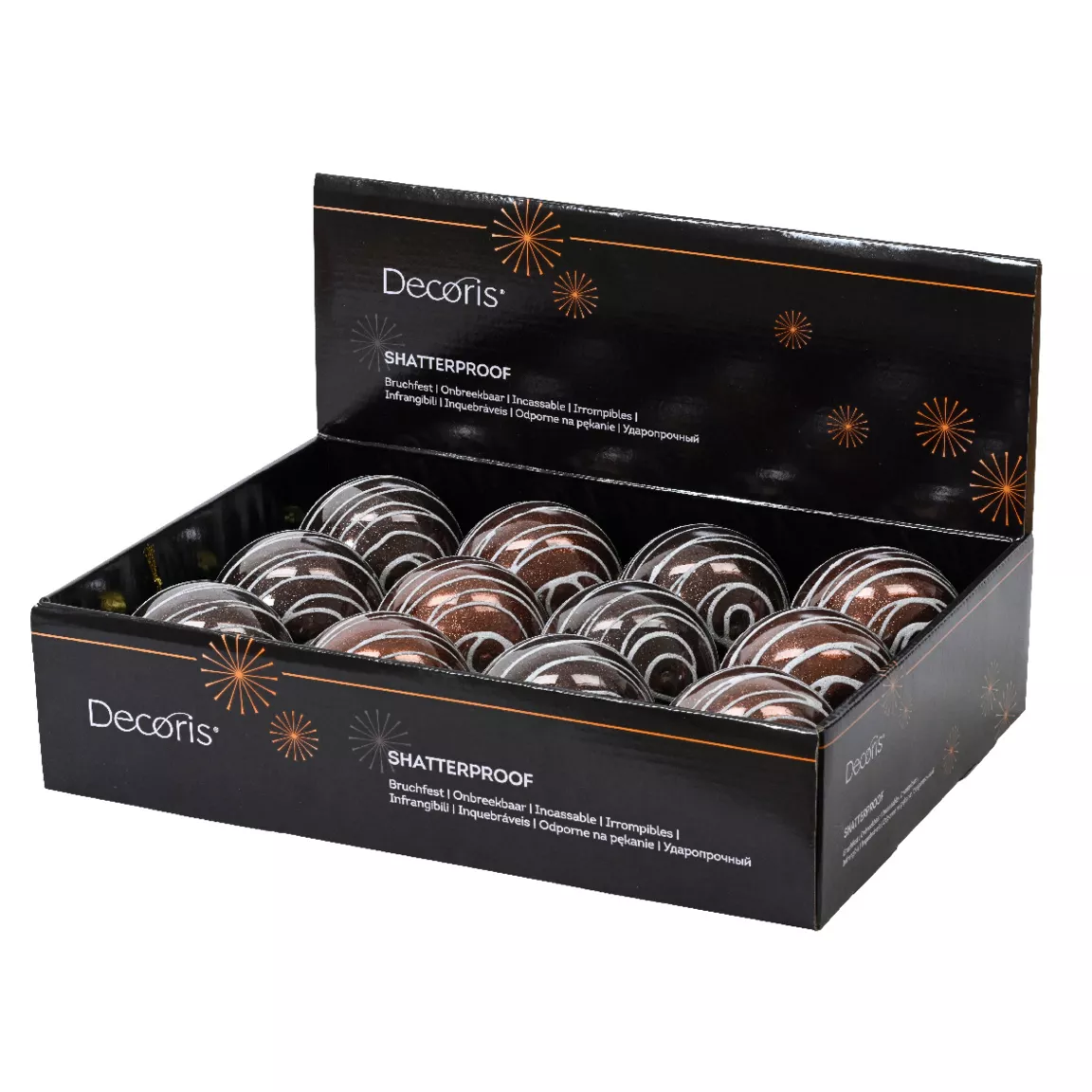 Lot de 12 boules de Noël (D80 mm) Gourmandise chocolatée