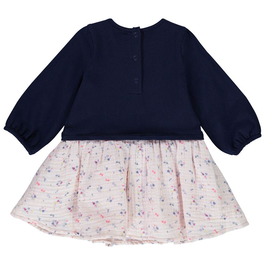 Robe 2 en 1 manches longues print coccinelle pour bébé fille - Bleu marine