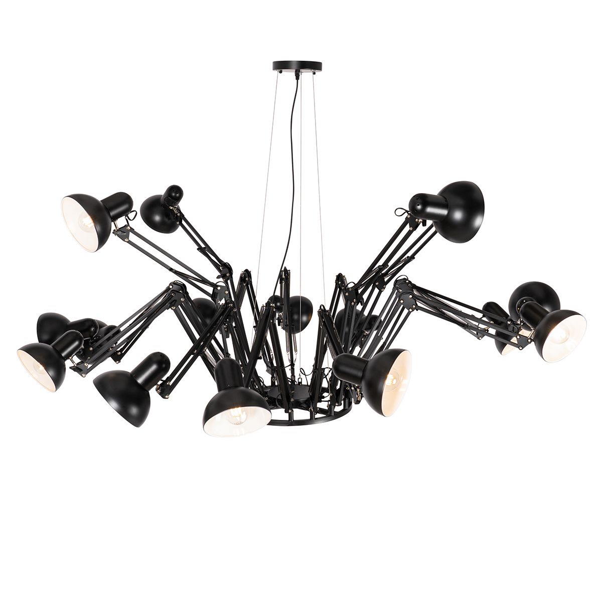 Smart hanglamp zwart 16-lichts verstelbaar incl. 16 Wifi A60 - Hobby Spinne