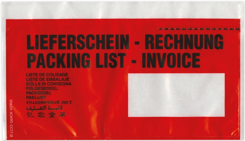 Elco Dokumententaschen Quick Vitro, Lieferschein/Rechnung, C5/6, Fenster rechts, 250 Stück
