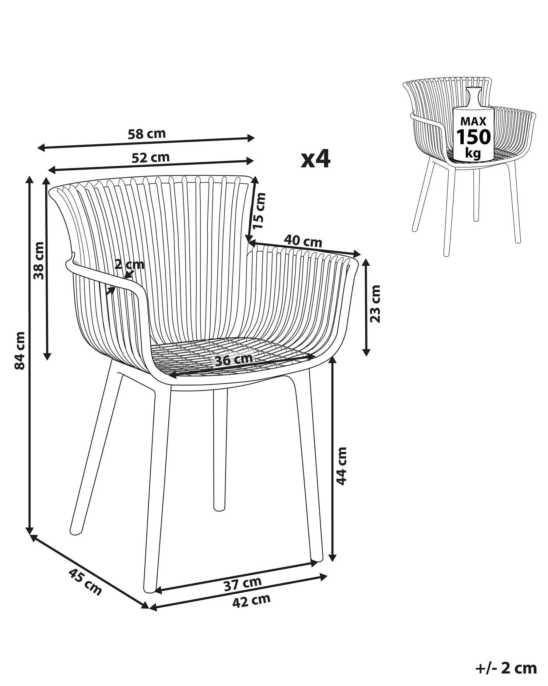 Set van 4 tuinstoelen PESARO Groen