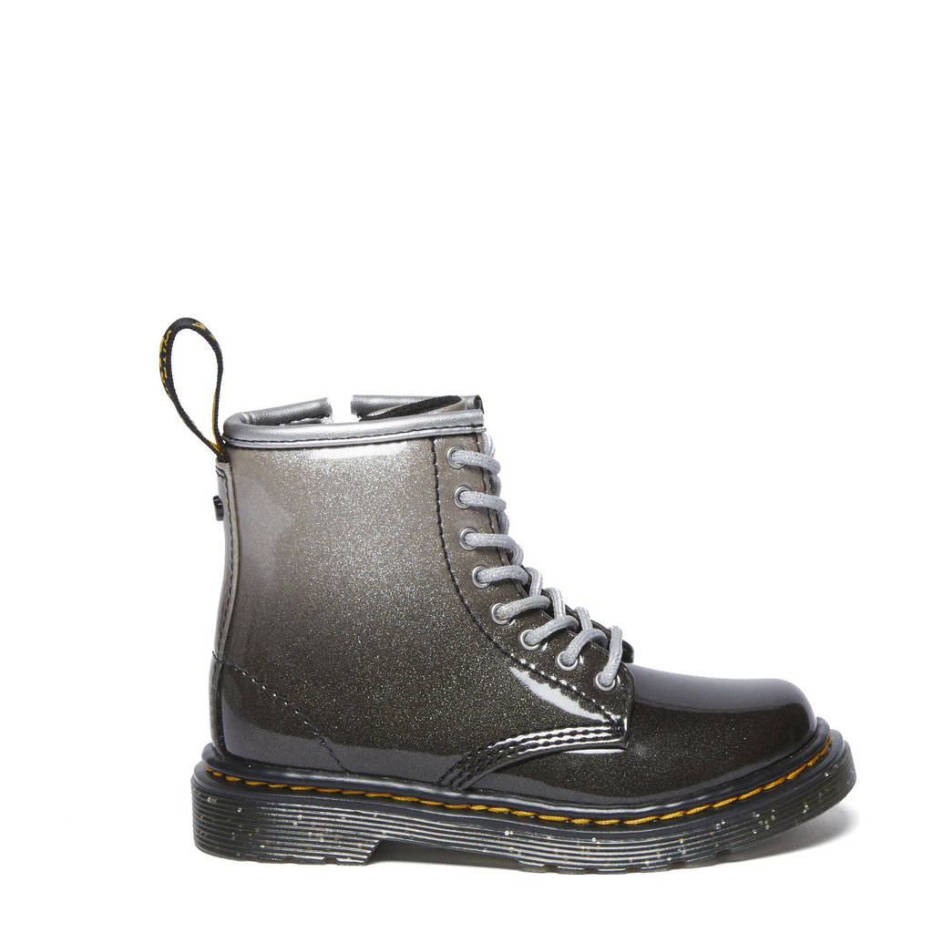 Dr. Martens 1460 Glitter T Peuter lak veterboots zwart/zilver