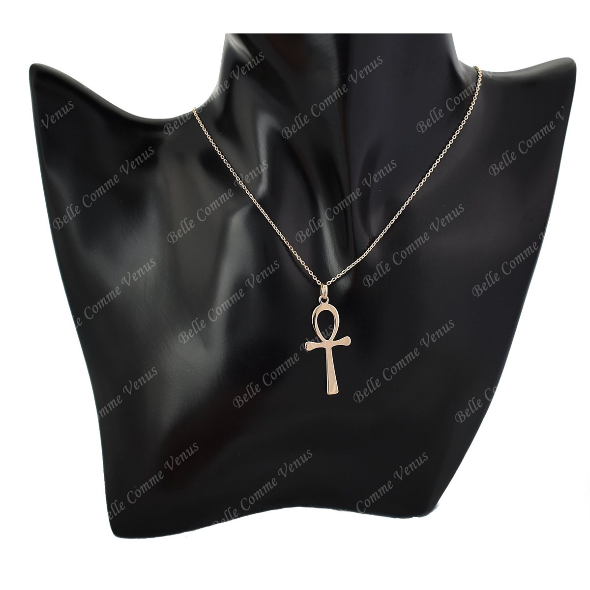 Collier croix égyptienne Ankh croix de vie Plaqué OR 750 3 microns