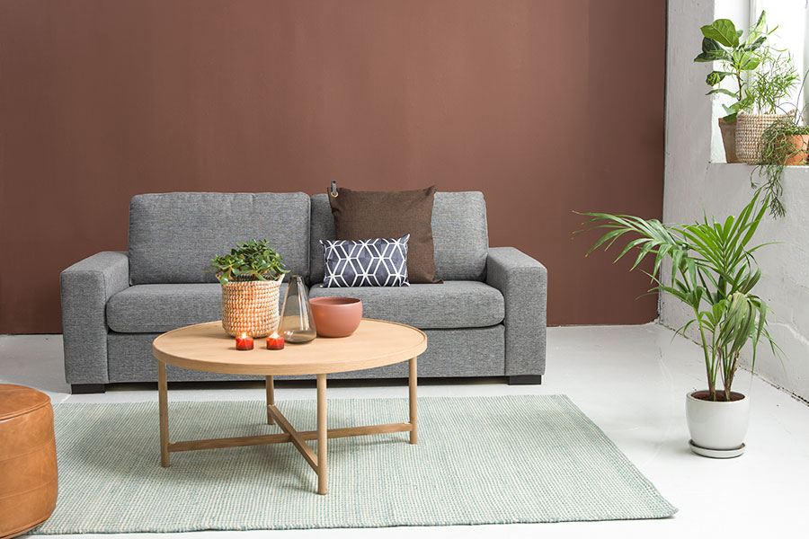 Max sofa 3-seter med duoputer i tekstil Rocco 281 mørk grå med sorte ben