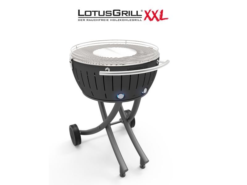 LotusGrill Holzkohlegrill XXL Grau Rauchfreier Holzkohle-Grill für Garten und Balkon