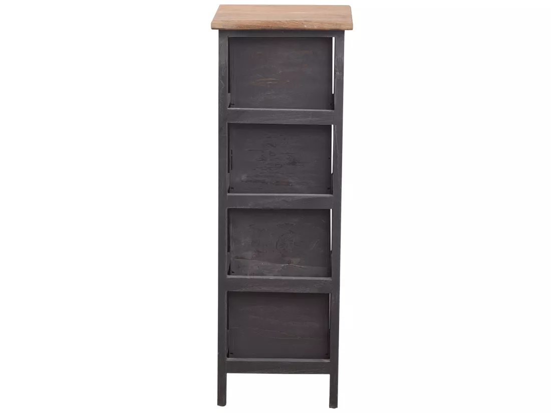 Chiffonnier Chevet 4 Tiroirs Bois Gris Contemporain 71x25x25