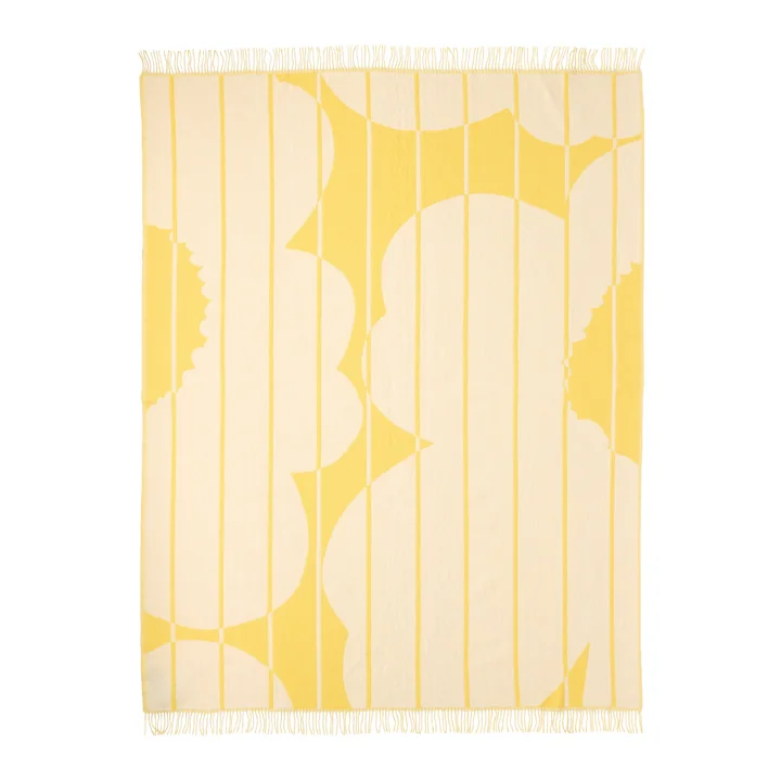 Marimekko - Vesi Unikko Wolldecke, 140 x 180 cm, spring yellow / ecru