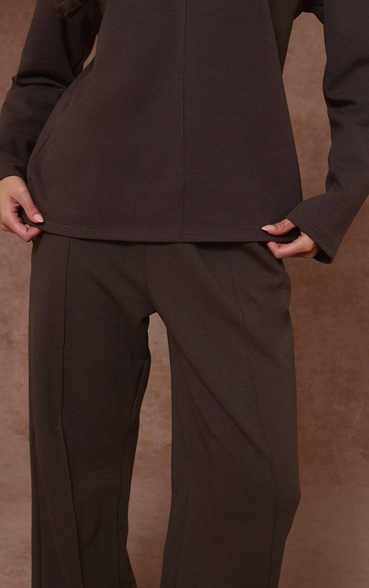 Chocolat Pantalon De Jogging Droit En Jersey Interlock À Pinces