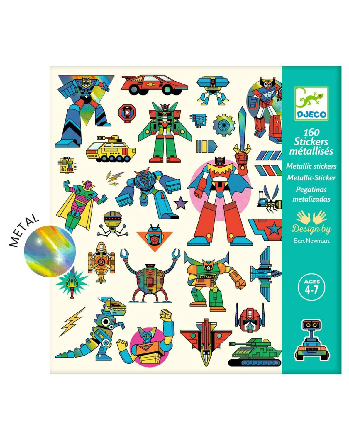 Metallic-Sticker ROBOTER 160-teilig