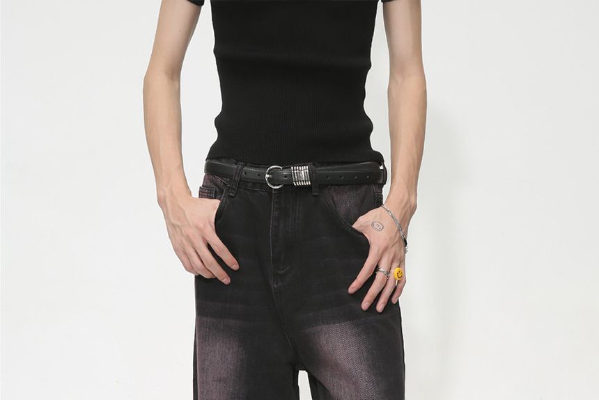 FAERIS - Low Rise Washed Wide Leg Jeans