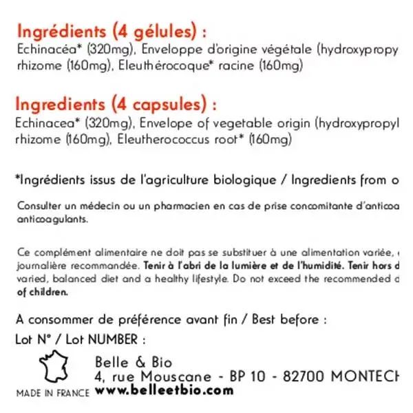 Belle & Bio Défenses Naturelles Bio 120 gélules