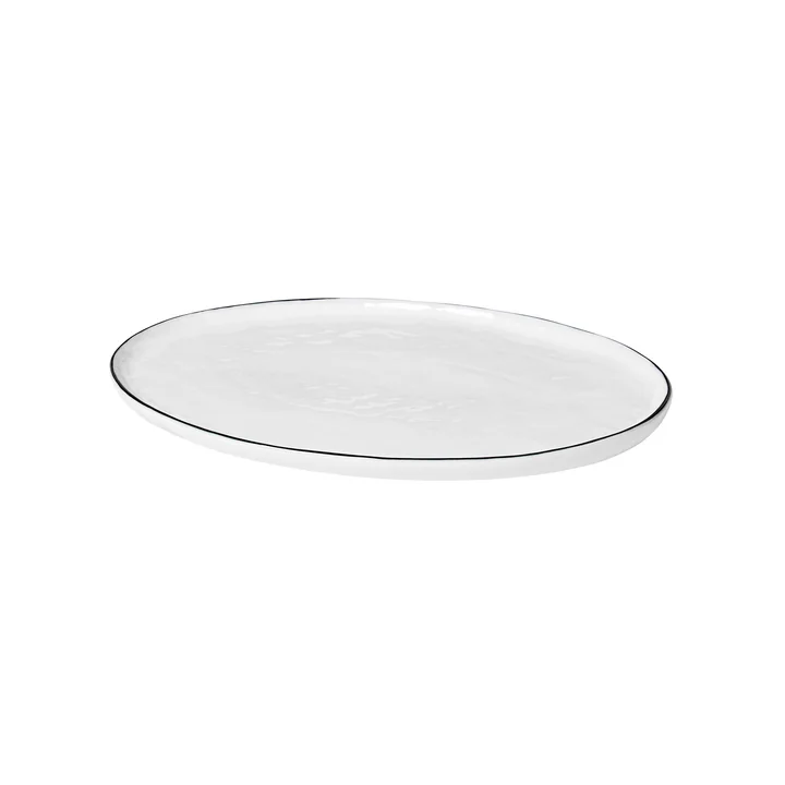 Broste Copenhagen - Salt Servierplatte oval, 30 x 20 cm, weiss / schwarz