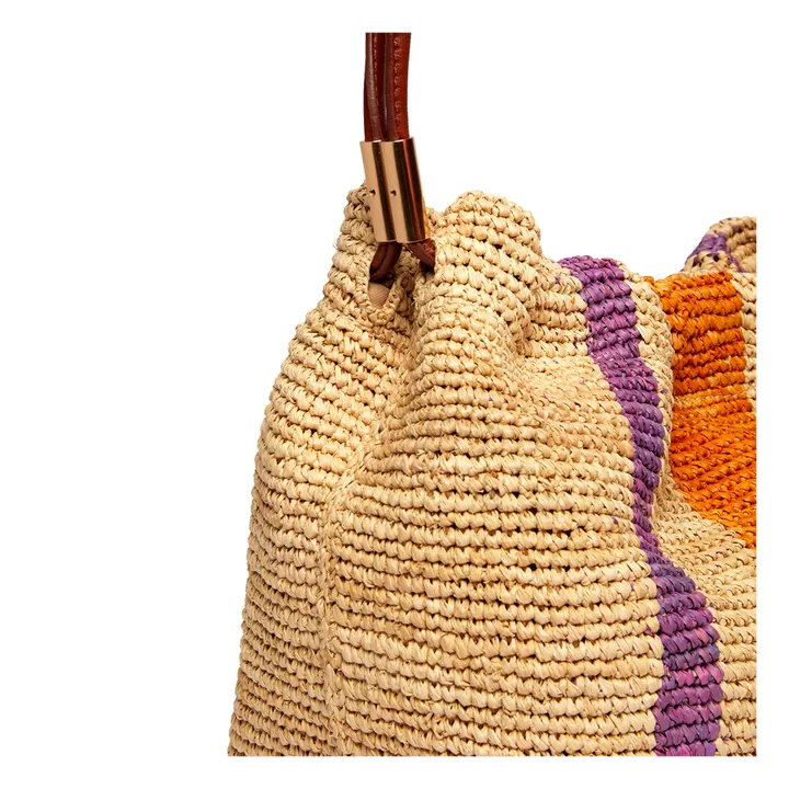 Vanessa Bruno Sac Bourse Rayures Raphia et Cuir | Naturel