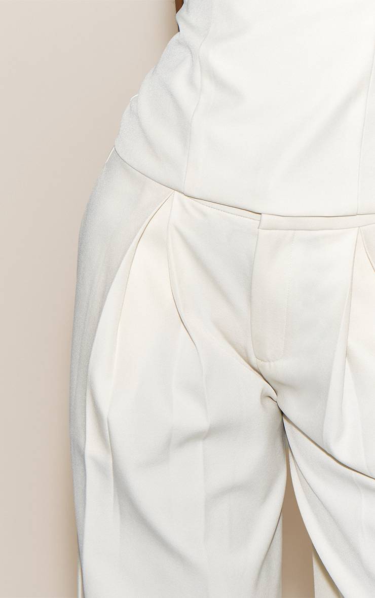 Blanc Pantalon Large Tissé Ajusté