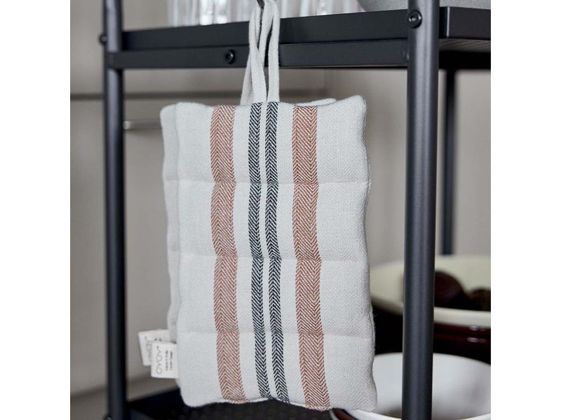 OYOY Topflappen Linu 2 Stück, Beige/Caramel/Grau Schutzlappen zum Kochen oder Backen