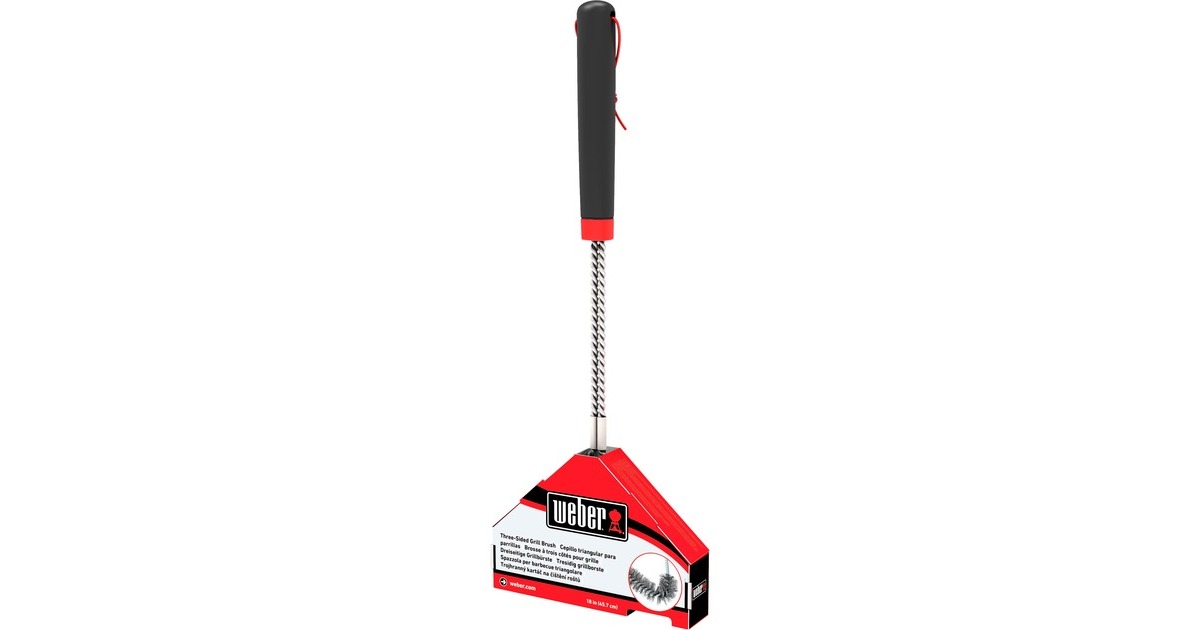 WeberDriezijdige reinigingsborstel grillreinigingsborstel  (Zwart/rood, 45 cm)