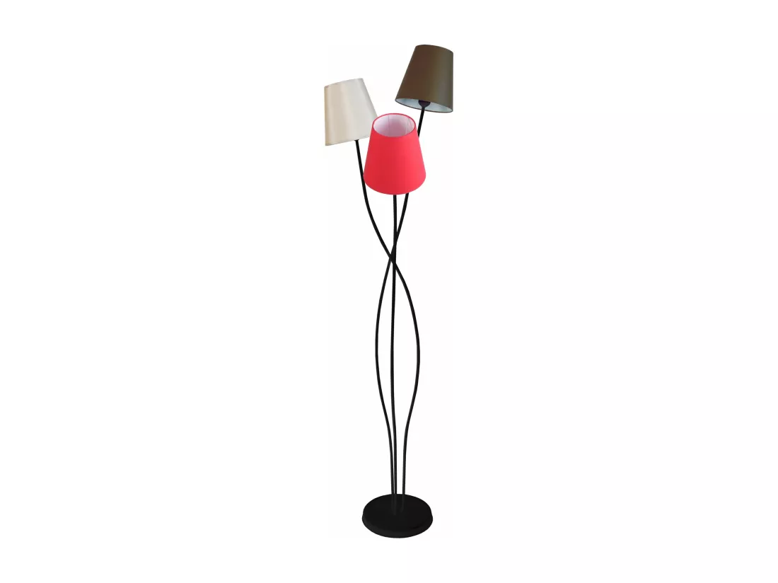 Lampadaire métal beige,rouge,noir 168 cm.