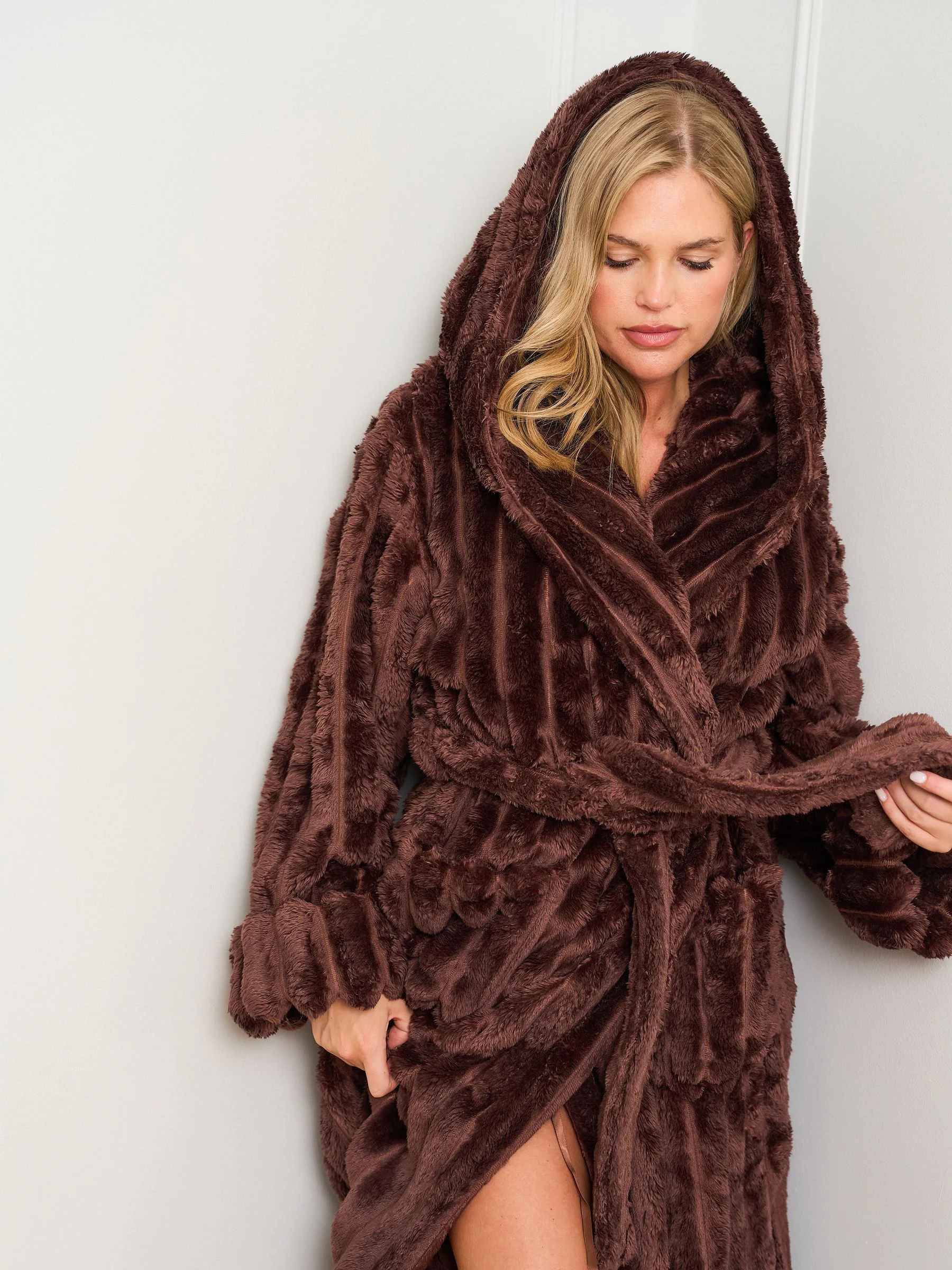 Bruin - Jim Jam the Label Chocolate Ribbed Dressing Brown Gown