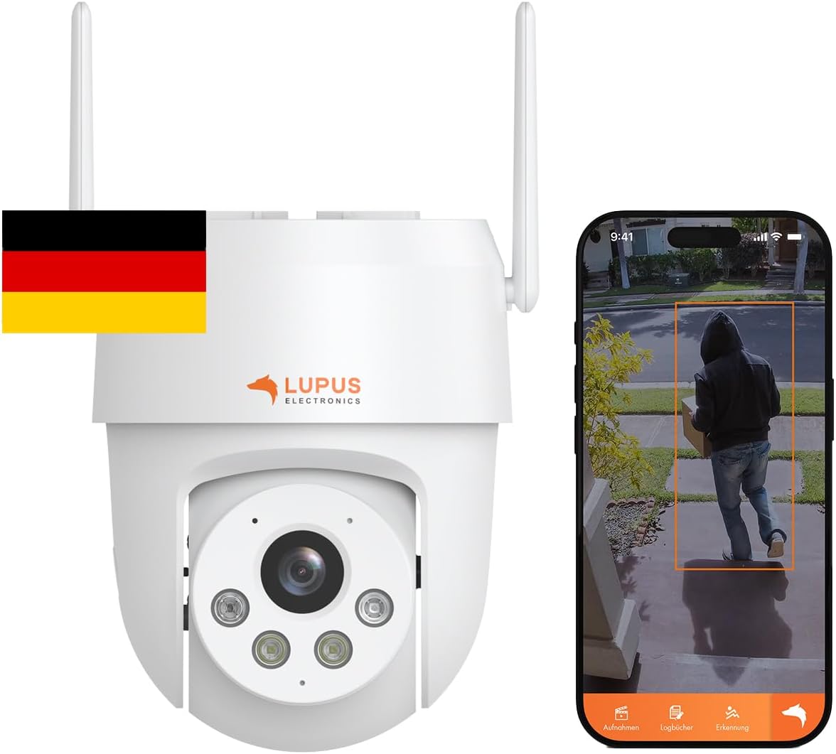 LE213 Alarmkamera mit KI-Objektverfolgung, WiFi 6, Täteransprache, Flutlicht, Sirene, Keine Cloud - Keine Datenkrake, dt. Hersteller, inkl. APPs und Win/Mac Software