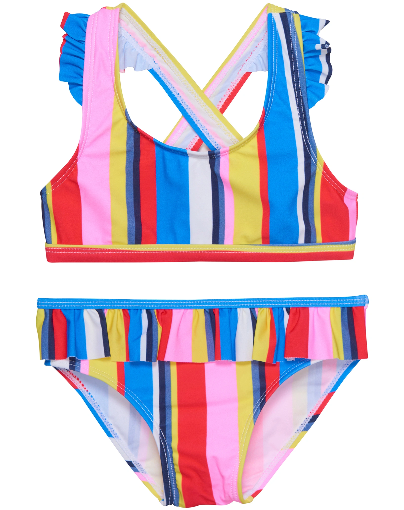 Bikini SUMMER STRIPES mit Röckchen in diva pink